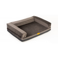 Orthopedic bed with padded edge - quilted velour ash black/eco leather black
