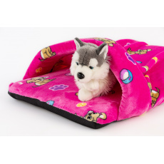 Pelíšek - "slipper" pink variant with motifs