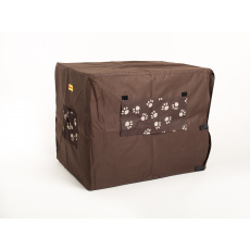 Cover for transport cage brown/windows paws Cover for transport cage brown/windows paws