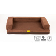 Orthopedic bed, 5 sizes, padded edge 10cm high memory foam brown velour/brown faux leather