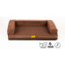 Orthopedic bed, 5 sizes, padded edge 10cm high memory foam brown velour/brown faux leather