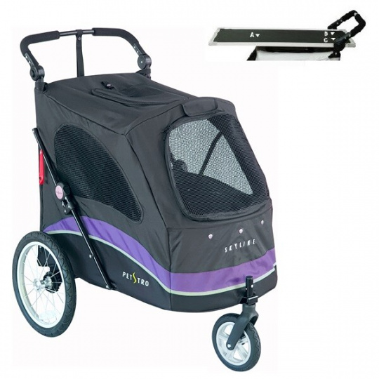 Petstro stroller with grooming table large - color black/purple + free lamb mat