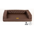 Orthopedic bed, padded edge - brown eco leather