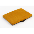 Orthopedic bed velour mustard color, bottom brown eco-leather 12 sizes