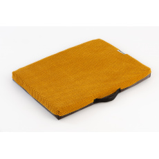 Orthopedic bed velour mustard color, bottom brown eco-leather 12 sizes Orthopedic bed velour mustard color, bottom brown eco-leather 12 sizes