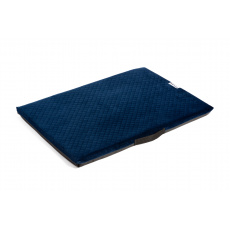 Bed - quilted velour dark blue/black eco leather