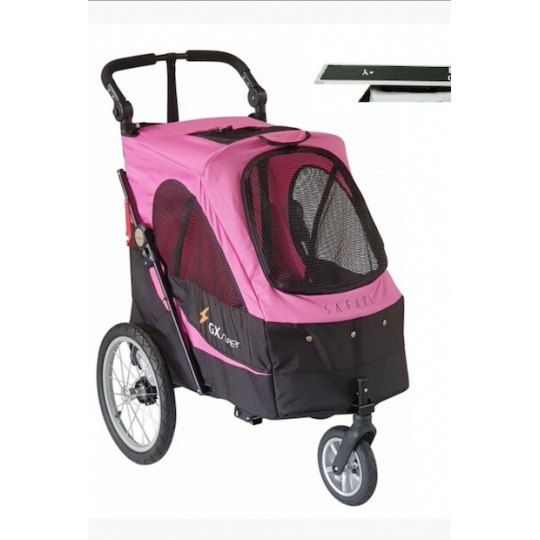 Petstro cart, stroller with grooming table medium, color pink/black including grooming table