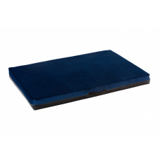 Orthopedic bed - quilted velour dark blue/black eco leather