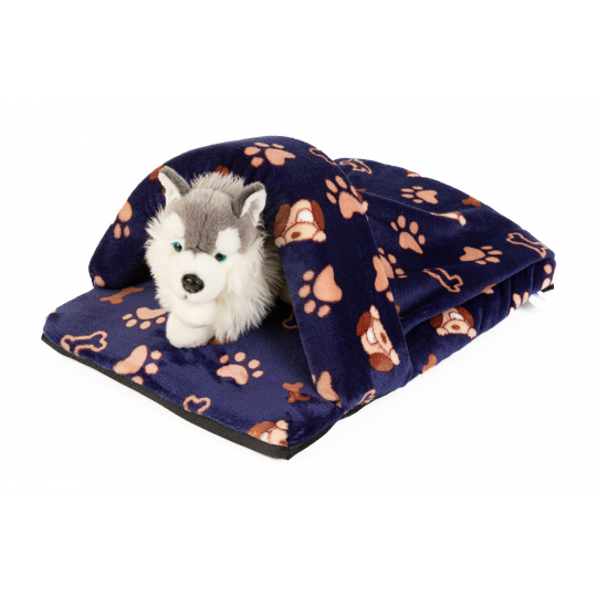 Pelíšek - "slipper" blue/paws, dog