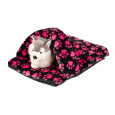 Pet bed - "slipper" pink paws/gray fleece material