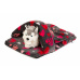 Pet bed - "slipper" gray/red hearts