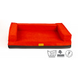 Orthopedic bed, padded edge - red velour/red eco leather