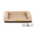 Orthopedic bed, padded edge - beige velour/brown eco leather