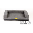 Orthopedic bed with padded edge - gray velour/gray eco leather,