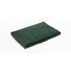 Orthopedic bed - quilted green velour material/brown eco leather