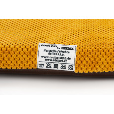 Pet bed - mustard velour/brown eco leather